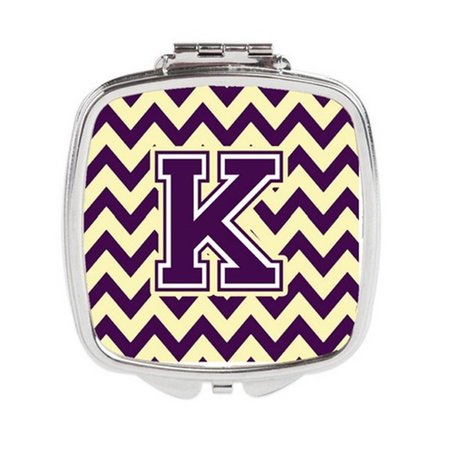 CAROLINES TREASURES Letter K Chevron Purple and Gold Compact Mirror CJ1058-KSCM